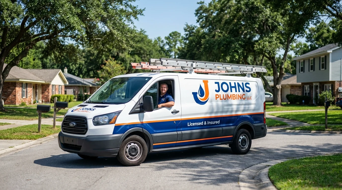 Johns Plumbing LLC service van in Westminster, MD
